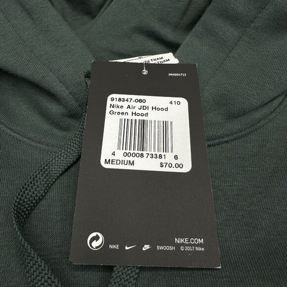 Nike Air JDI Fleece Hoodie Pullover Fleece Green Men’s Sizes 918347-060 - Picture 5 of 6